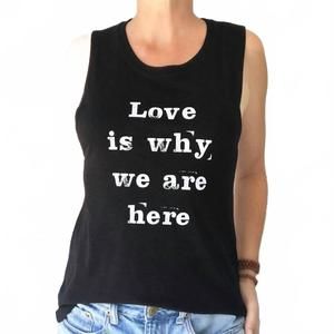 NEW SUPERLOVETEES women's love is why we are here tank in black